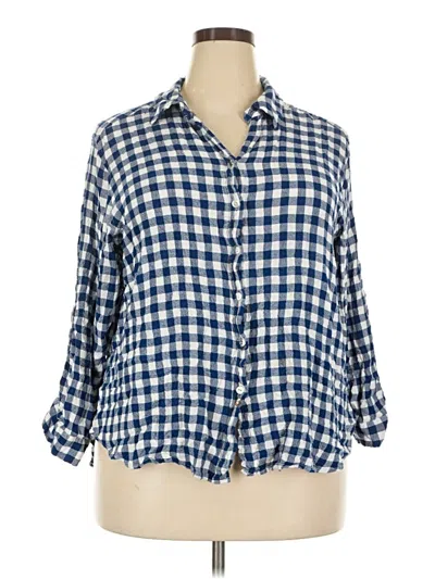 Pre-owned Jane And Delancey 3/4 Sleeve Button Down Shirt In Blue