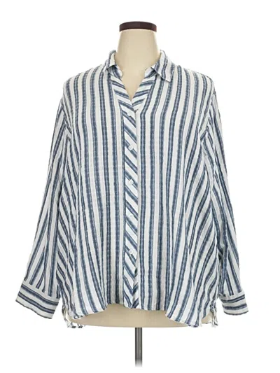 Pre-owned Jane And Delancey 3/4 Sleeve Button Down Shirt In Blue
