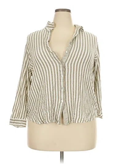 Pre-owned Jane And Delancey 3/4 Sleeve Button Down Shirt In Brown