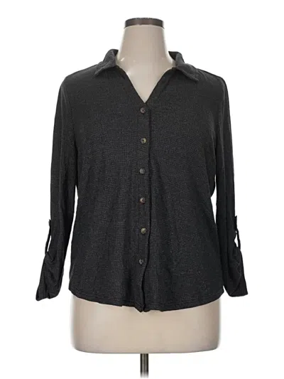 Pre-owned Jane And Delancey 3/4 Sleeve Button Down Shirt In Gray