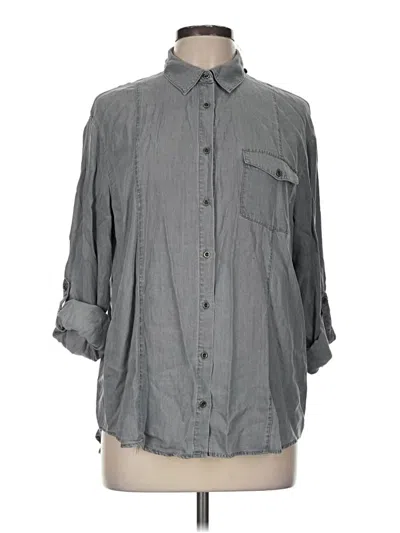 Pre-owned Jane And Delancey 3/4 Sleeve Button Down Shirt In Gray