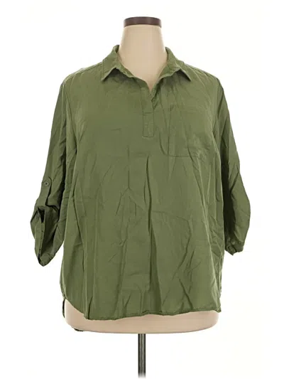 Pre-owned Jane And Delancey 3/4 Sleeve Button Down Shirt In Green