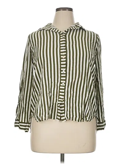 Pre-owned Jane And Delancey 3/4 Sleeve Button Down Shirt In Green