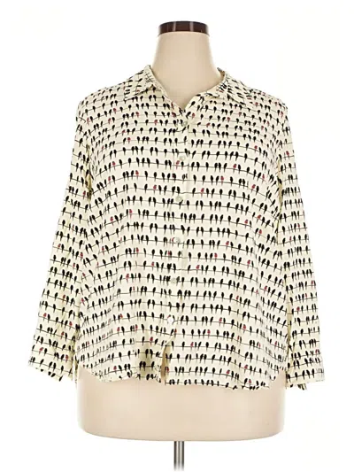 Pre-owned Jane And Delancey 3/4 Sleeve Button Down Shirt In Ivory