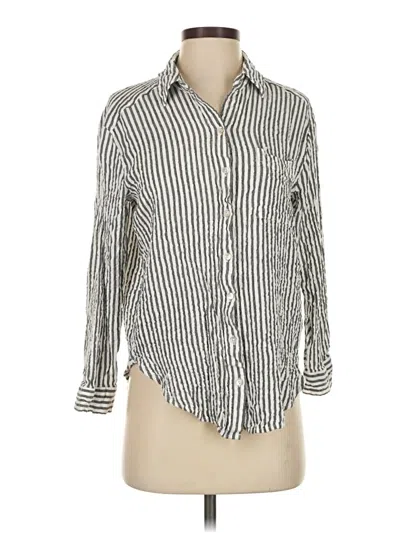 Pre-owned Jane And Delancey 3/4 Sleeve Button Down Shirt In Silver