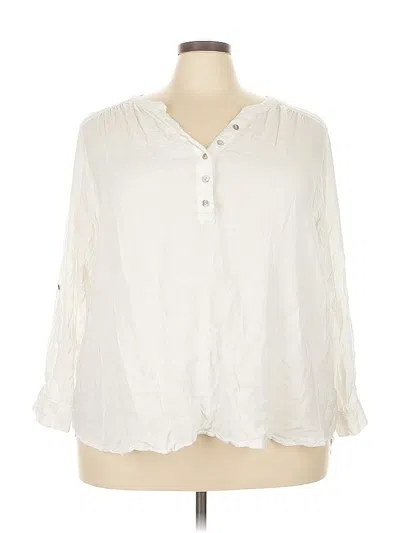 Pre-owned Jane And Delancey 3/4 Sleeve Button Down Shirt In White