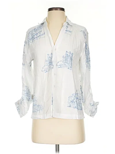 Pre-owned Jane And Delancey 3/4 Sleeve Button Down Shirt In White