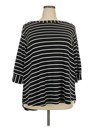 Pre-owned Jane And Delancey 3/4 Sleeve Top Black Stripes Pattern Boatneck Tops