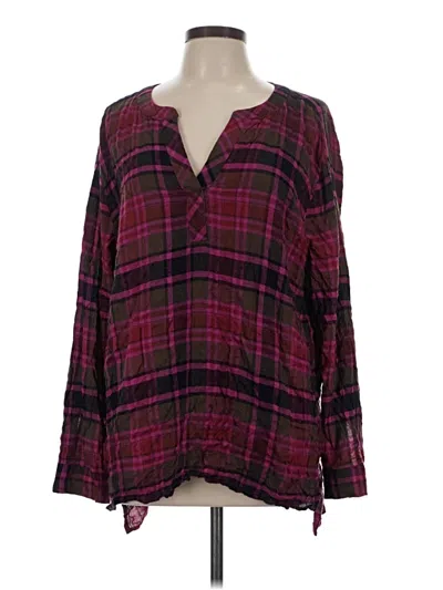 Pre-owned Jane And Delancey Long Sleeve Blouse In Burgundy