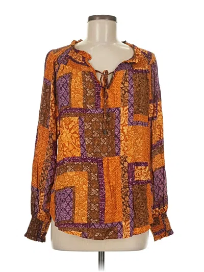 Pre-owned Jane And Delancey Long Sleeve Blouse In Orange
