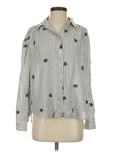 Pre-owned Jane And Delancey Long Sleeve Blouse In Silver