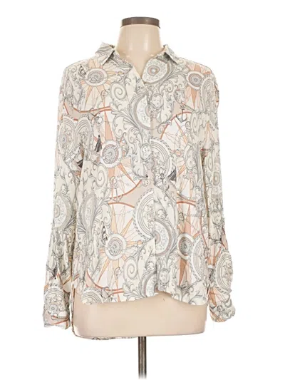 Pre-owned Jane And Delancey Long Sleeve Blouse In White