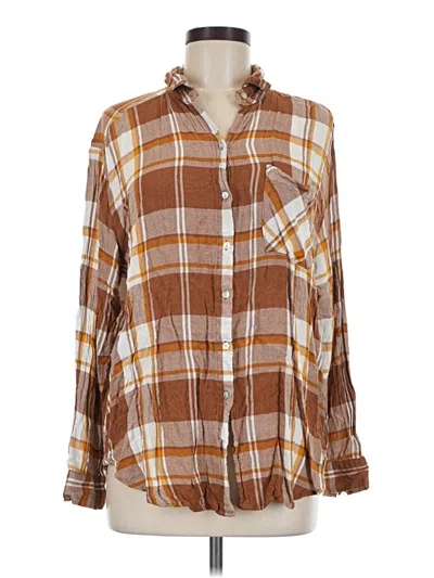 Pre-owned Jane And Delancey Long Sleeve Button Down Shirt In Brown