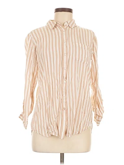 Pre-owned Jane And Delancey Long Sleeve Button Down Shirt In Tan