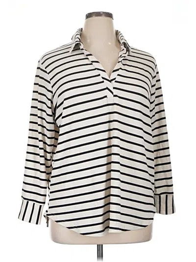Pre-owned Jane And Delancey Long Sleeve Polo Shirt In Ivory