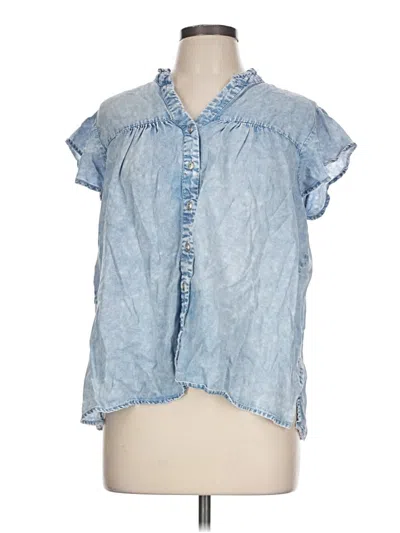 Pre-owned Jane And Delancey Short Sleeve Blouse In Blue