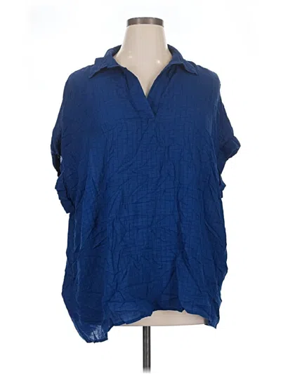 Pre-owned Jane And Delancey Short Sleeve Blouse In Blue