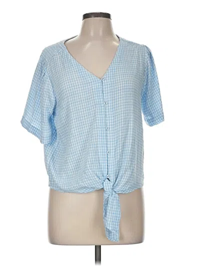 Pre-owned Jane And Delancey Short Sleeve Blouse In Blue