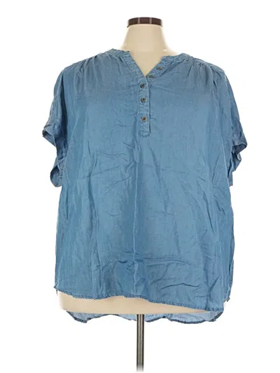 Jane And Delancey Short Sleeve Blouse In Blue