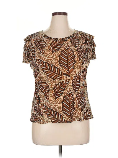 Pre-owned Jane And Delancey Short Sleeve Blouse In Brown