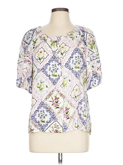 Pre-owned Jane And Delancey Short Sleeve Blouse In Purple