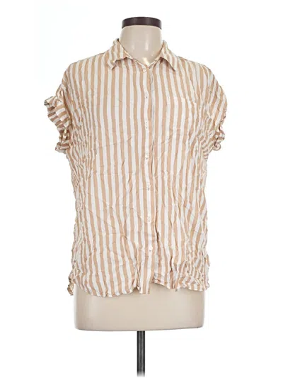 Pre-owned Jane And Delancey Short Sleeve Blouse In Tan