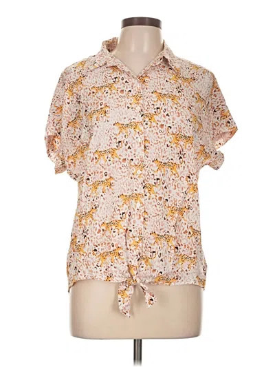 Jane And Delancey Short Sleeve Blouse In Tan