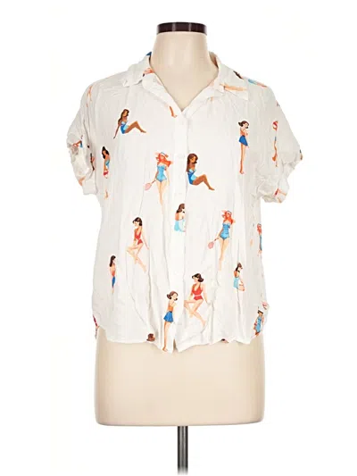 Pre-owned Jane And Delancey Short Sleeve Blouse In White