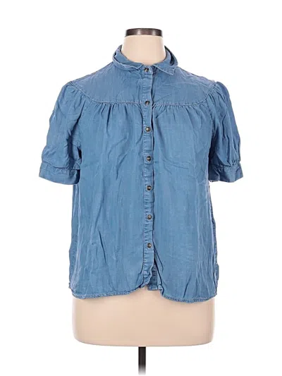 Pre-owned Jane And Delancey Short Sleeve Button Down Shirt In Blue