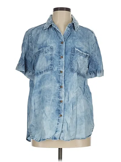 Pre-owned Jane And Delancey Short Sleeve Button Down Shirt In Blue