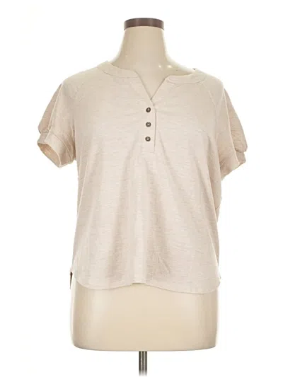 Pre-owned Jane And Delancey Short Sleeve Henley Shirt In Tan