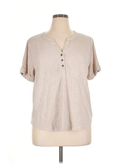 Pre-owned Jane And Delancey Short Sleeve Henley Shirt In Tan