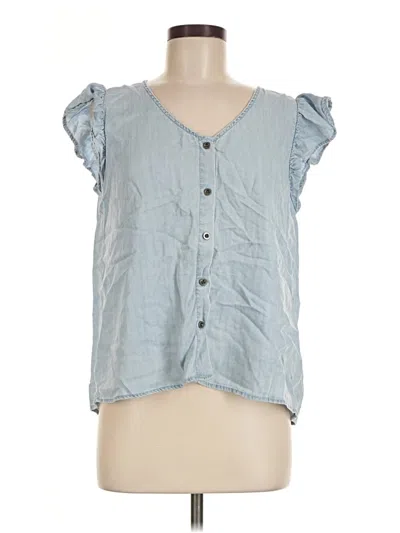 Pre-owned Jane And Delancey Short Sleeve Top Blue Sweetheart Neckline Tops