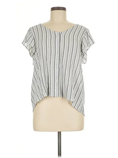 Pre-owned Jane And Delancey Short Sleeve Top Gray Cowl Neck Tops