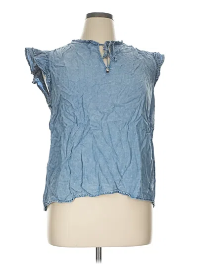 Pre-owned Jane And Delancey Sleeveless Blouse In Blue