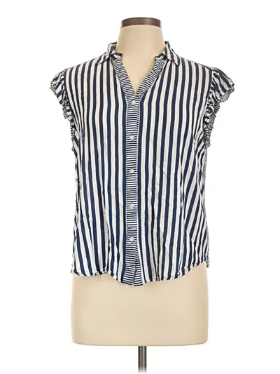 Pre-owned Jane And Delancey Sleeveless Button Down Shirt In Blue