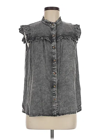 Pre-owned Jane And Delancey Sleeveless Button Down Shirt In Gray