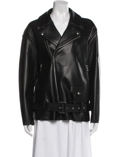 Pre-owned Jane & Tash Leather Biker Jacket In Black