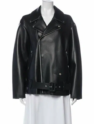 Pre-owned Jane & Tash Leather Biker Jacket In Black