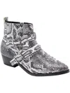 Jane And The Shoe Cindy Womens Snake Print Studded Booties In Grey
