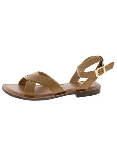 Jane And The Shoe Ella Womens Ankle Strap Strappy Flat Sandals In Brown