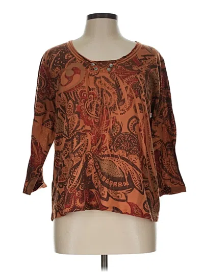 Pre-owned Jane Ashley 3/4 Sleeve Blouse In Brown