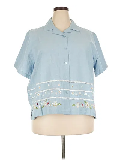 Pre-owned Jane Ashley Short Sleeve Blouse In Blue