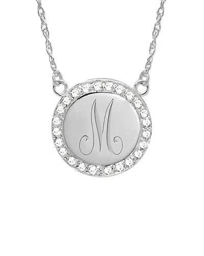 Jane Basch 14k 0.12 Ct. Tw. Diamond Border Engraved Pendant Initial Necklace (a-z) In Brown