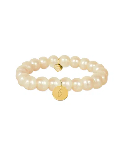 JANE BASCH JANE BASCH 14K 6-8MM PEARL INITIAL BRACELET