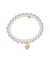Jane Basch Dnu 0 Units Sold  14k Diamond & 6mm Pearl Initial Stretch Bracelet (a-z)