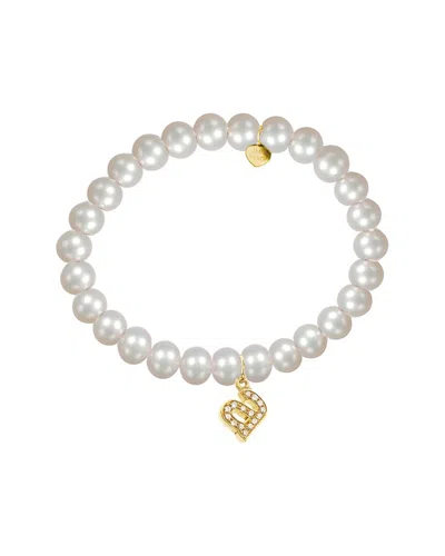 JANE BASCH JANE BASCH 14K DIAMOND & 6-8MM PEARL INITIAL BRACELET
