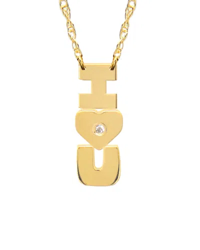 Jane Basch 14k Diamond I Heart U Vertical Necklace
