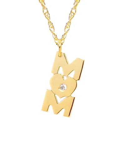 Jane Basch 14k Diamond Mom Angled Necklace