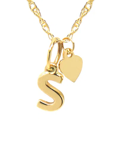 Jane Basch 14k Lowercase Initial & Heart Charm Necklace (a-z)